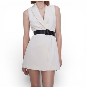 ZARA Double-Breasted Vest Dress Influencer Favorite Cream White XS